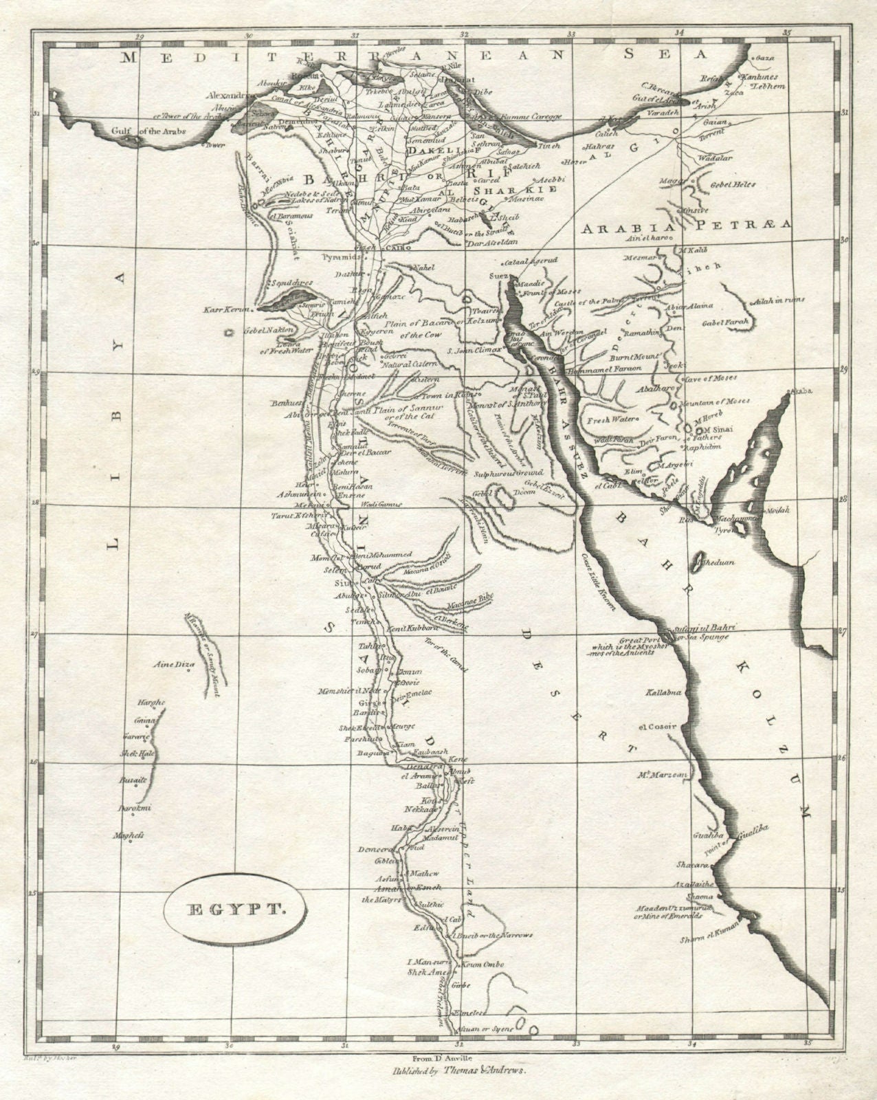 Egypt by Arrowsmith & Lewis 1812 old antique vintage map plan chart